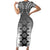 New Zealand Family Matching Short Sleeve Bodycon Dress and Hawaiian Shirt Poutama Mix Gray Taniko Inspired Art LT05