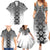 New Zealand Family Matching Summer Maxi Dress and Hawaiian Shirt Poutama Mix Gray Taniko Inspired Art LT05