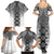 New Zealand Family Matching Summer Maxi Dress and Hawaiian Shirt Poutama Mix Gray Taniko Inspired Art LT05