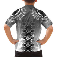 New Zealand Family Matching Tank Maxi Dress and Hawaiian Shirt Poutama Mix Gray Taniko Inspired Art LT05