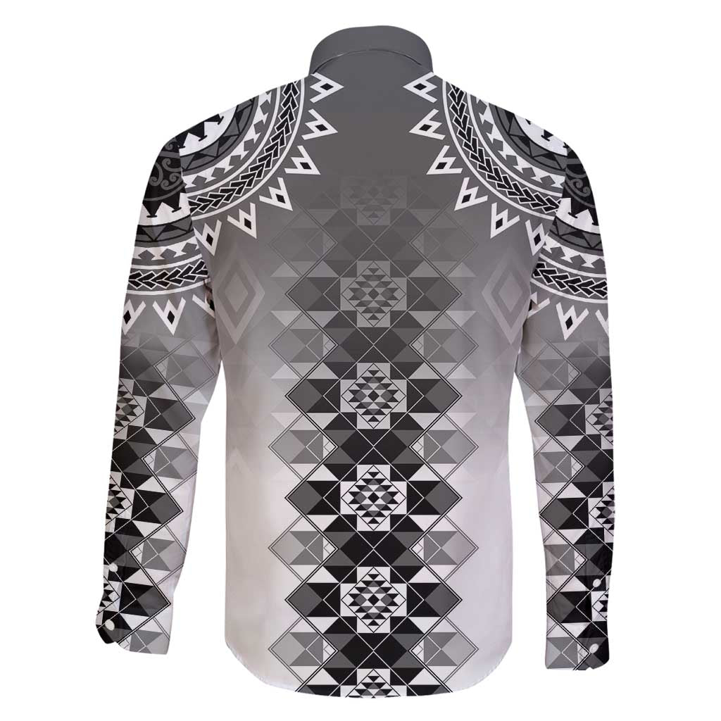 New Zealand Family Matching Tank Maxi Dress and Hawaiian Shirt Poutama Mix Gray Taniko Inspired Art LT05