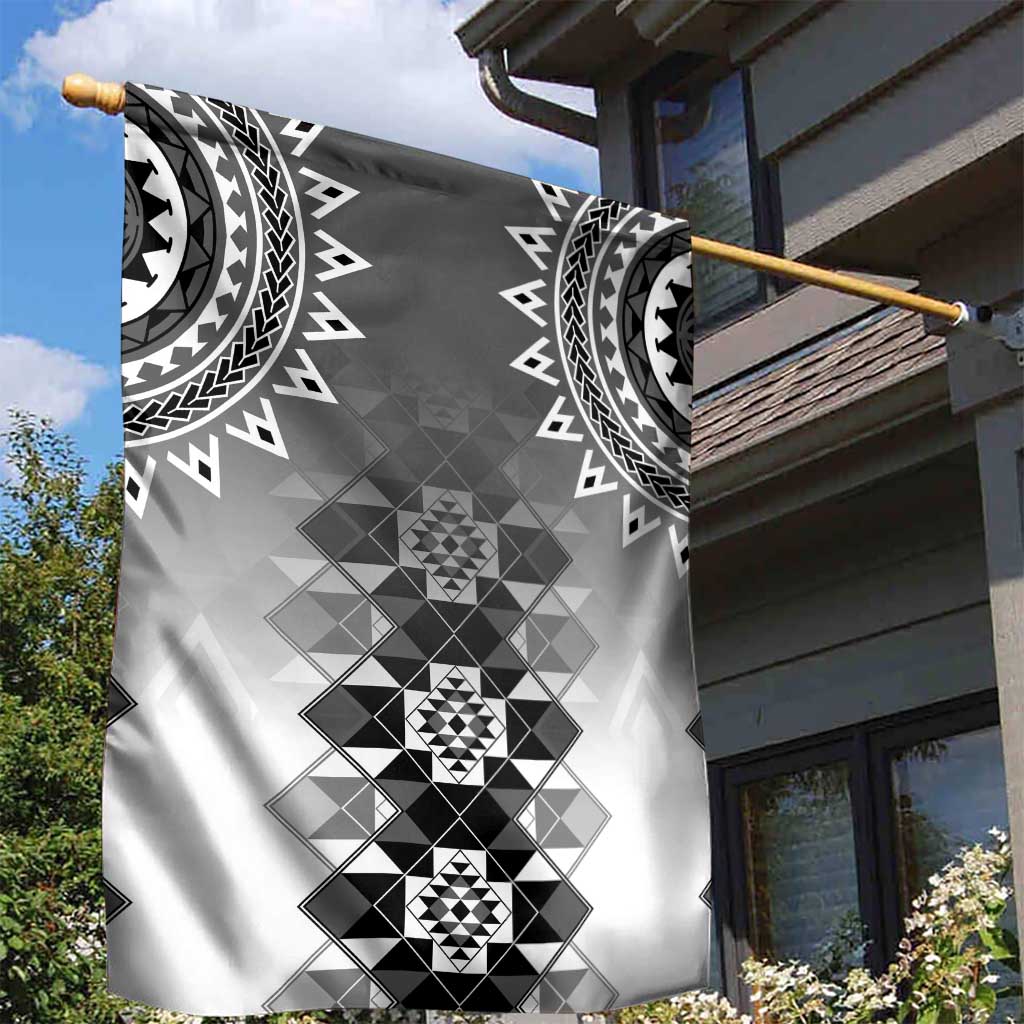 New Zealand Garden Flag Poutama Mix Gray Taniko Inspired Art LT05 - Polynesian Pride