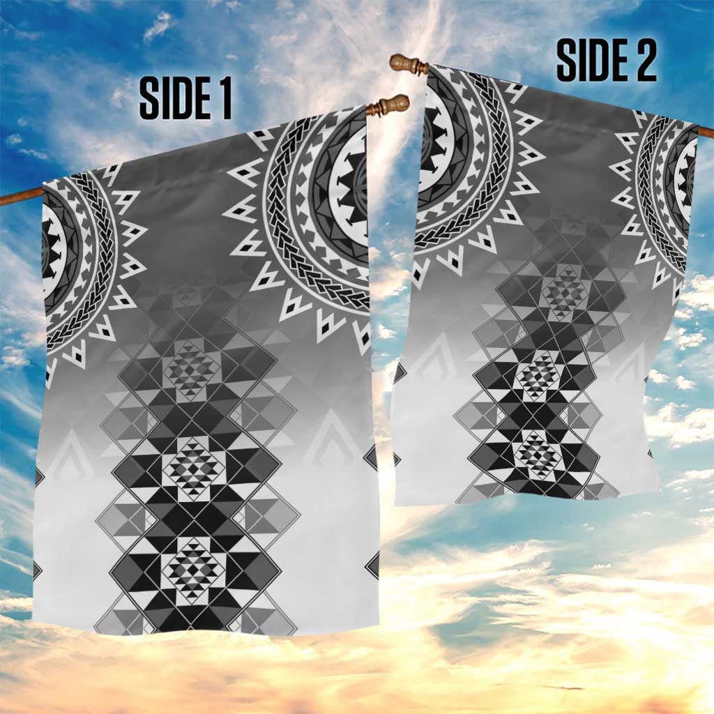 New Zealand Garden Flag Poutama Mix Gray Taniko Inspired Art LT05 - Polynesian Pride
