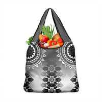 New Zealand Grocery Bag Poutama Mix Gray Taniko Inspired Art LT05 1-pack One Size Gray - Polynesian Pride