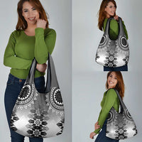 New Zealand Grocery Bag Poutama Mix Gray Taniko Inspired Art LT05 - Polynesian Pride