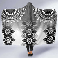 New Zealand Hooded Blanket Poutama Mix Gray Taniko Inspired Art LT05 One Size Gray - Polynesian Pride