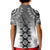 New Zealand Kid Polo Shirt Poutama Mix Gray Taniko Inspired Art LT05