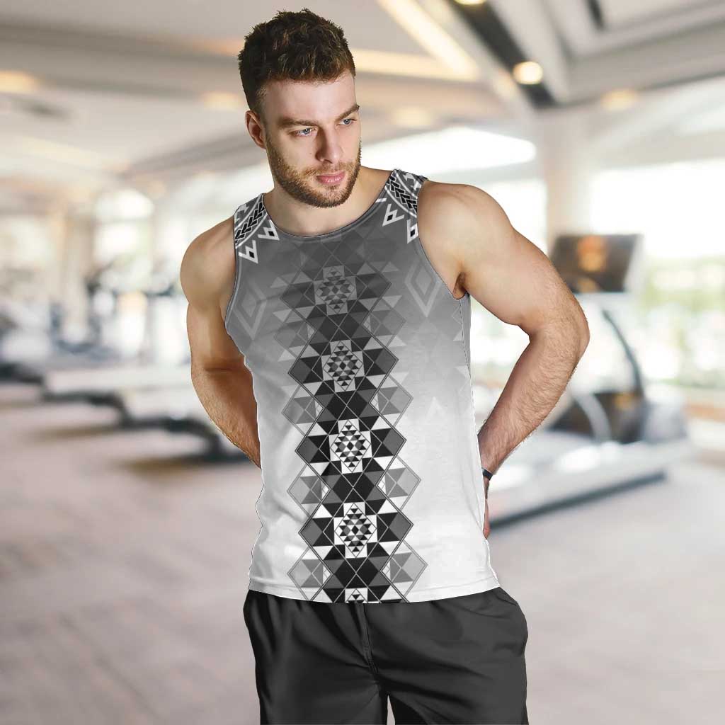 New Zealand Men Tank Top Poutama Mix Gray Taniko Inspired Art LT05 Gray - Polynesian Pride