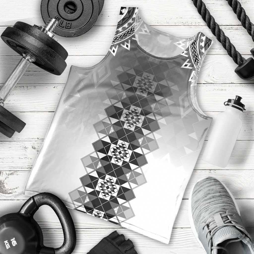 New Zealand Men Tank Top Poutama Mix Gray Taniko Inspired Art LT05 - Polynesian Pride