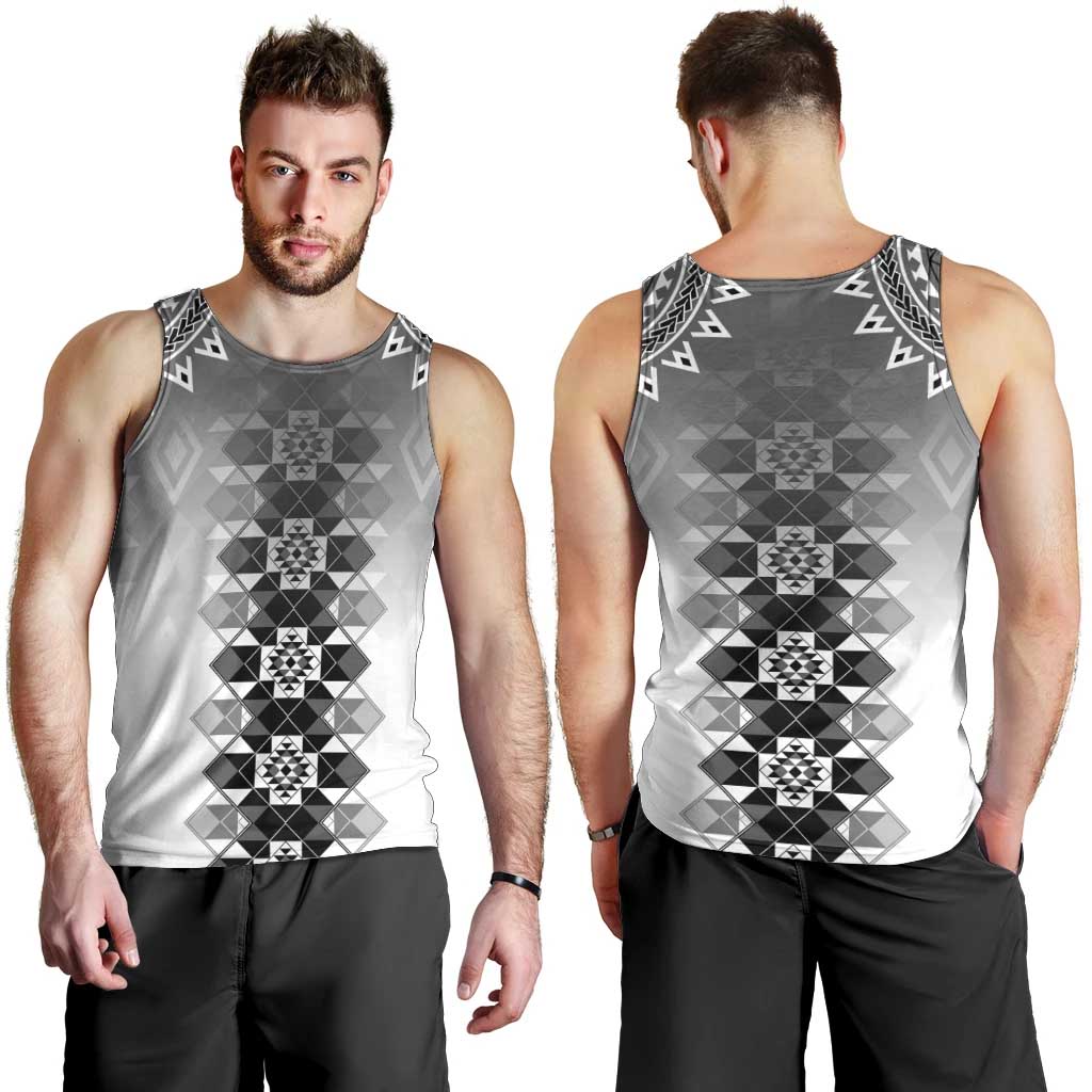 New Zealand Men Tank Top Poutama Mix Gray Taniko Inspired Art LT05 - Polynesian Pride