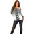 New Zealand Off Shoulder Sweater Poutama Mix Gray Taniko Inspired Art LT05