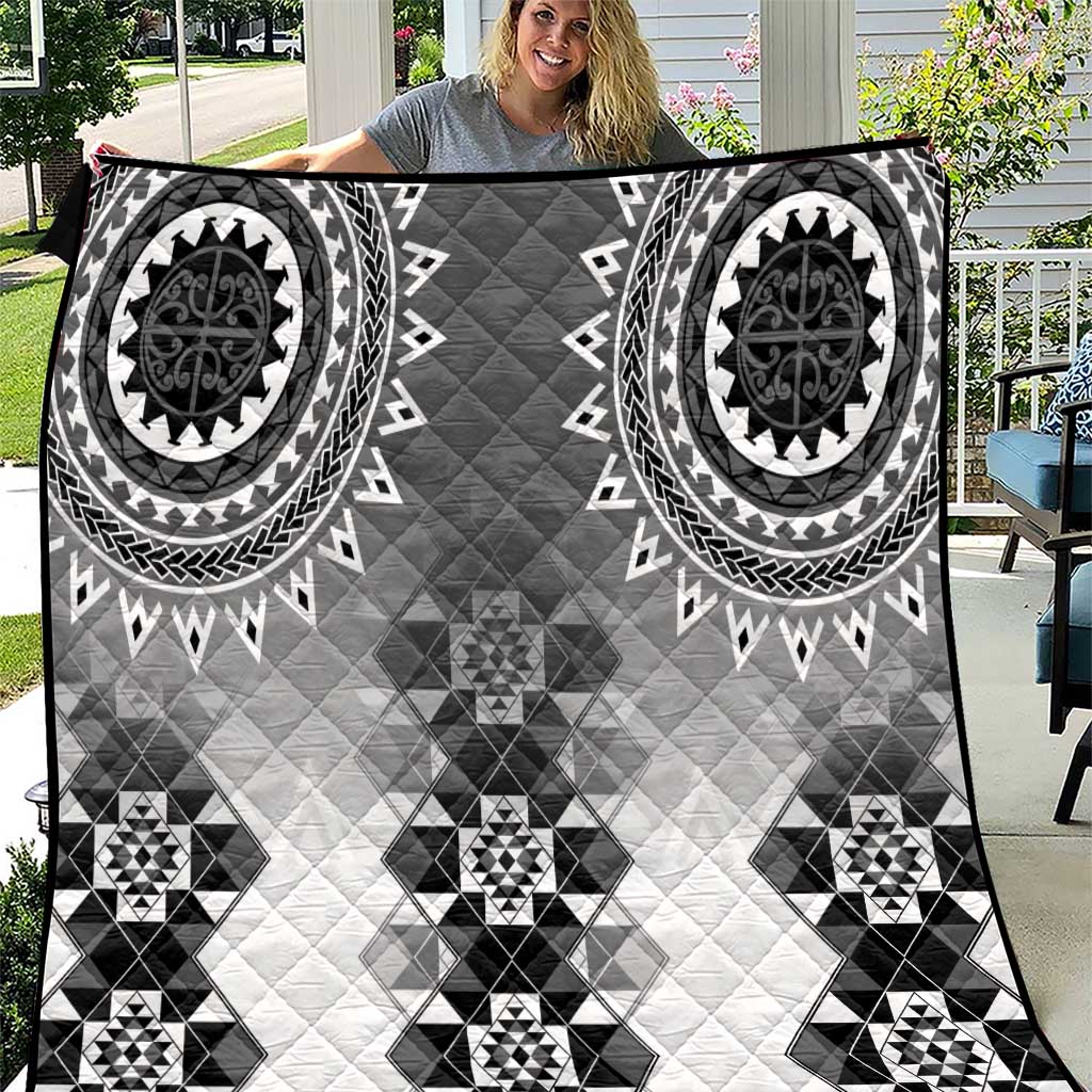 New Zealand Quilt Poutama Mix Gray Taniko Inspired Art LT05