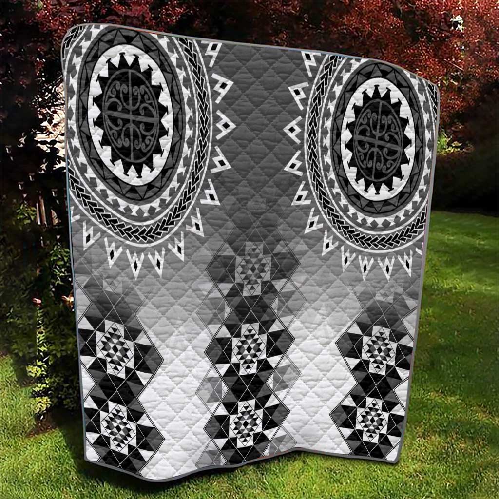 New Zealand Quilt Poutama Mix Gray Taniko Inspired Art LT05