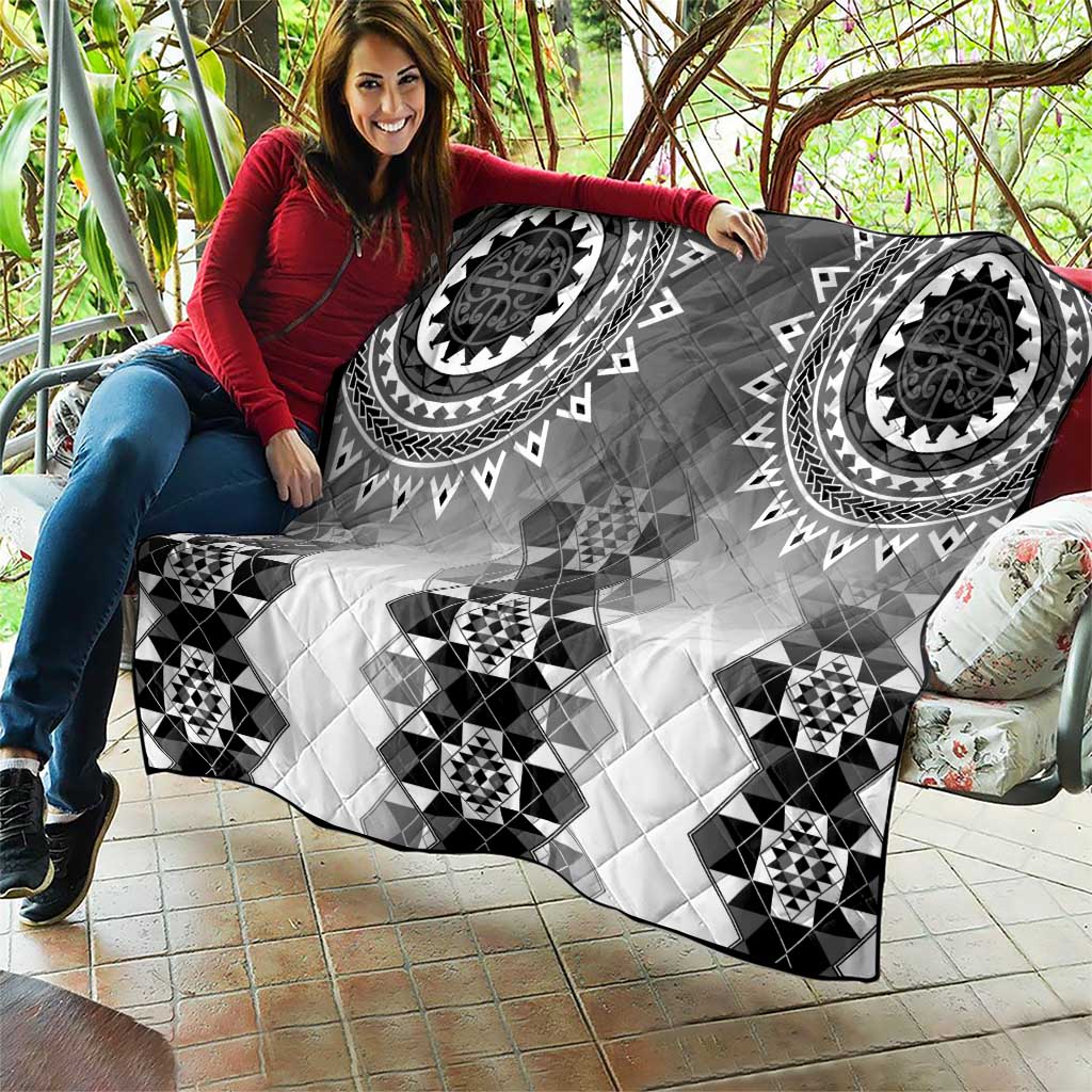 New Zealand Quilt Poutama Mix Gray Taniko Inspired Art LT05