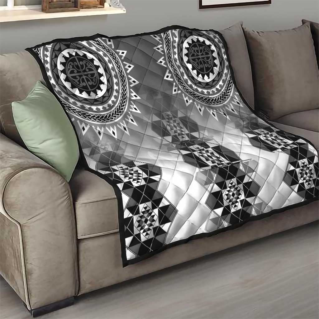 New Zealand Quilt Poutama Mix Gray Taniko Inspired Art LT05
