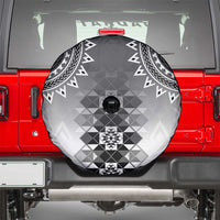 New Zealand Spare Tire Cover Poutama Mix Gray Taniko Inspired Art LT05 - Polynesian Pride