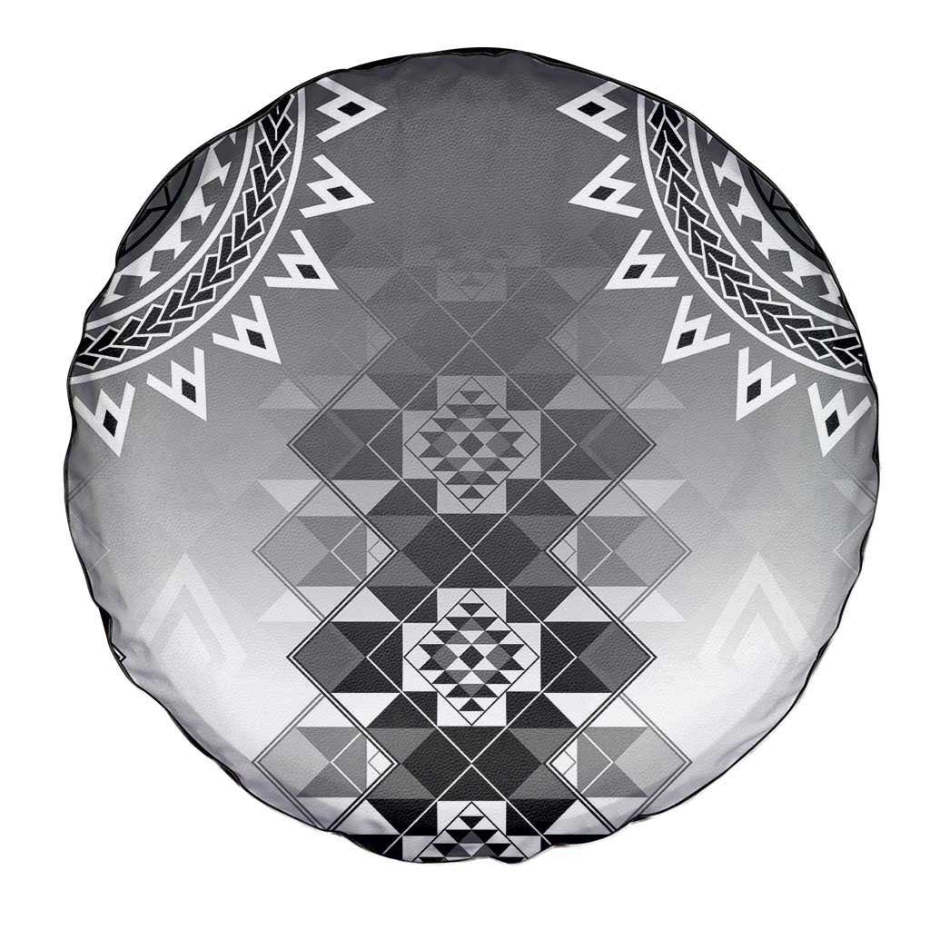 New Zealand Spare Tire Cover Poutama Mix Gray Taniko Inspired Art LT05 - Polynesian Pride