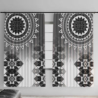 New Zealand Window Curtain Poutama Mix Gray Taniko Inspired Art LT05 With Hooks Gray - Polynesian Pride