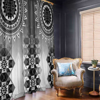 New Zealand Window Curtain Poutama Mix Gray Taniko Inspired Art LT05 - Polynesian Pride
