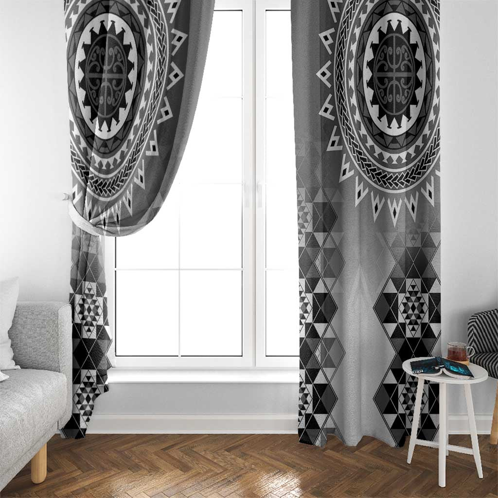New Zealand Window Curtain Poutama Mix Gray Taniko Inspired Art LT05 - Polynesian Pride