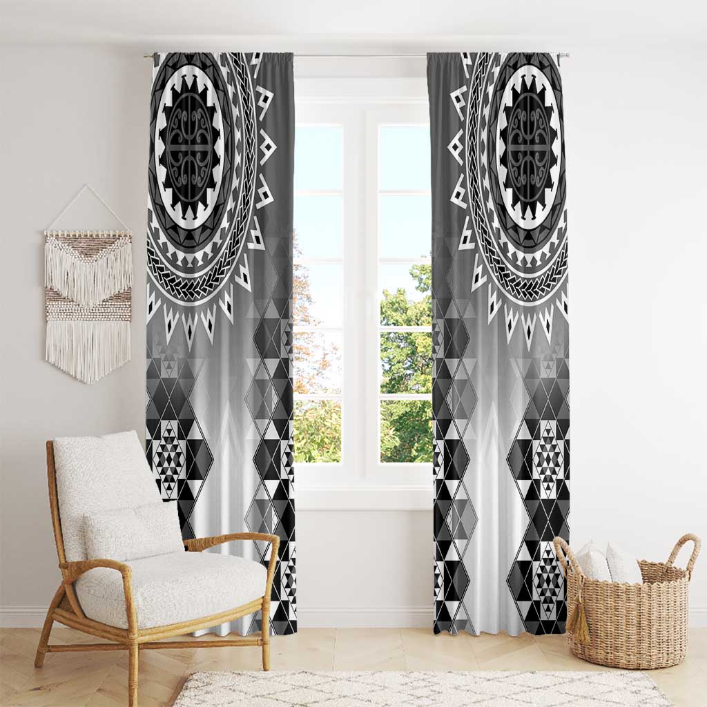 New Zealand Window Curtain Poutama Mix Gray Taniko Inspired Art LT05 - Polynesian Pride