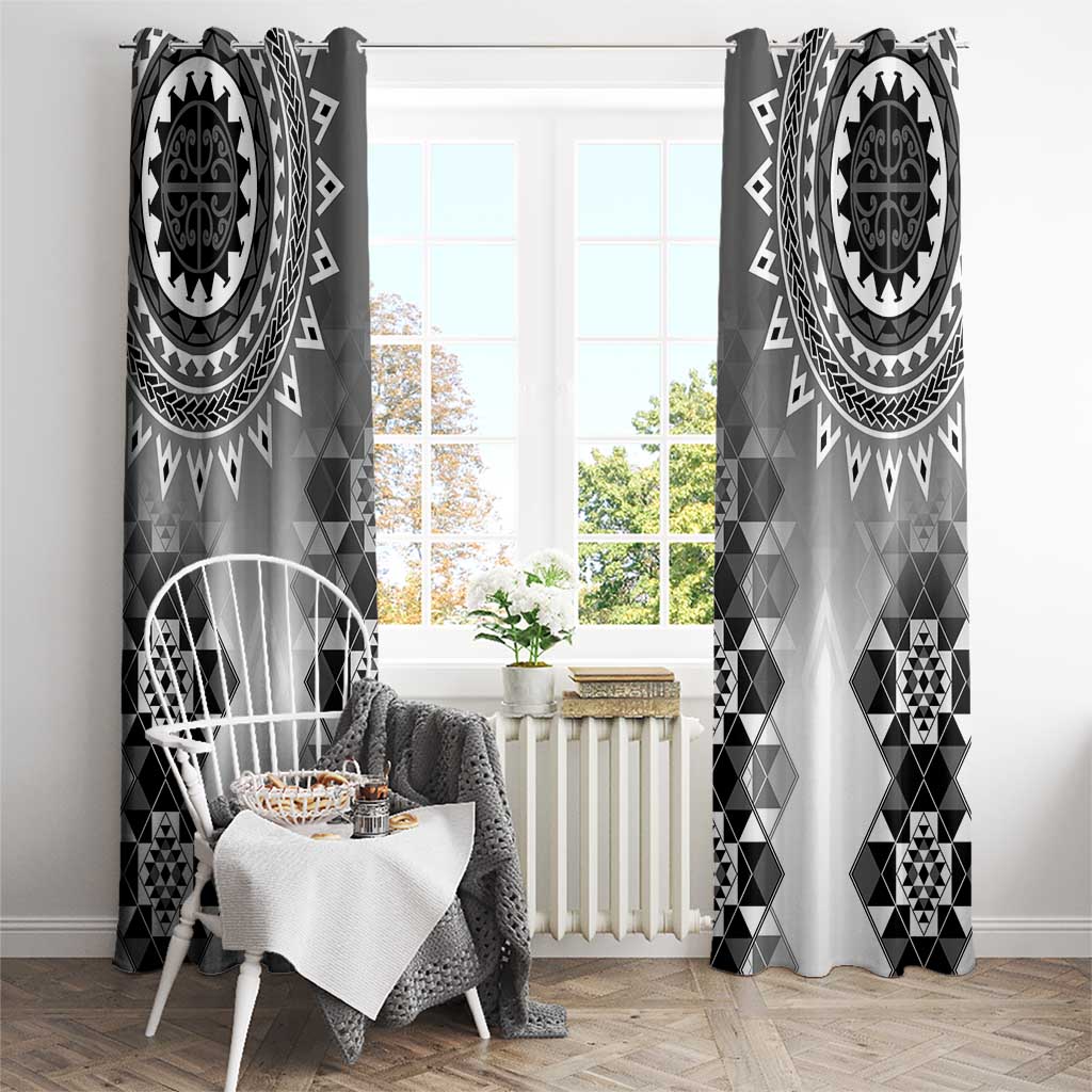 New Zealand Window Curtain Poutama Mix Gray Taniko Inspired Art LT05 - Polynesian Pride