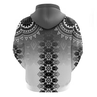 New Zealand Zip Hoodie Poutama Mix Gray Taniko Inspired Art LT05