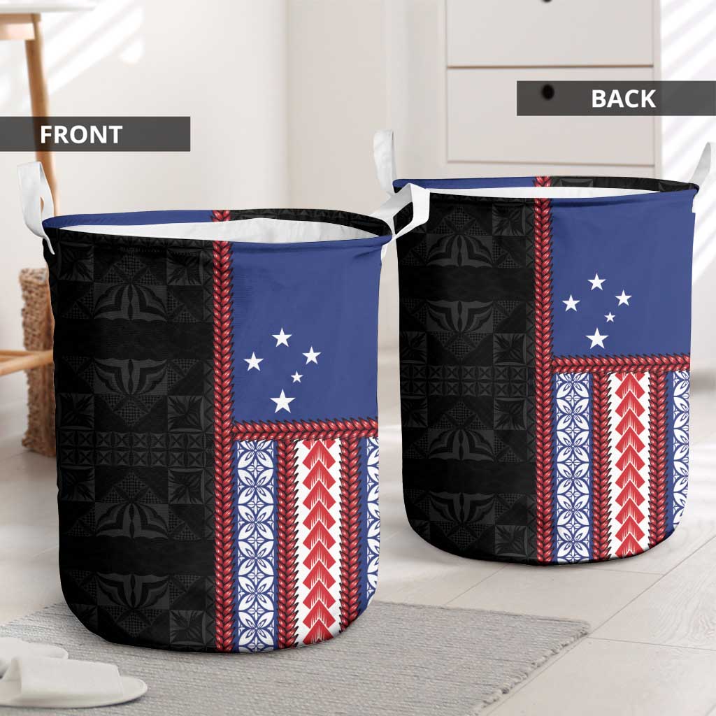 Samoa Flag Laundry Basket Ula Fala With Samoan Siapo LT05 - Polynesian Pride