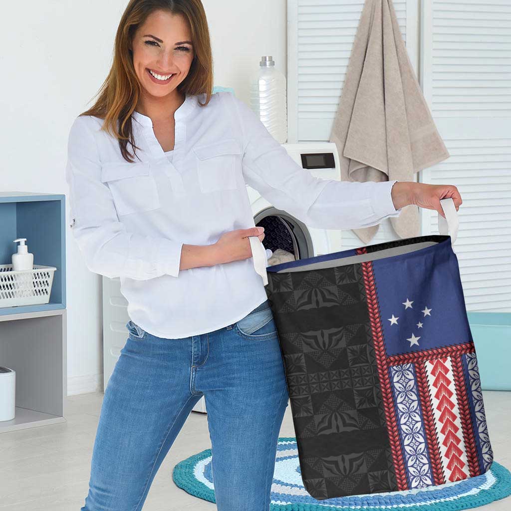 Samoa Flag Laundry Basket Ula Fala With Samoan Siapo LT05 - Polynesian Pride