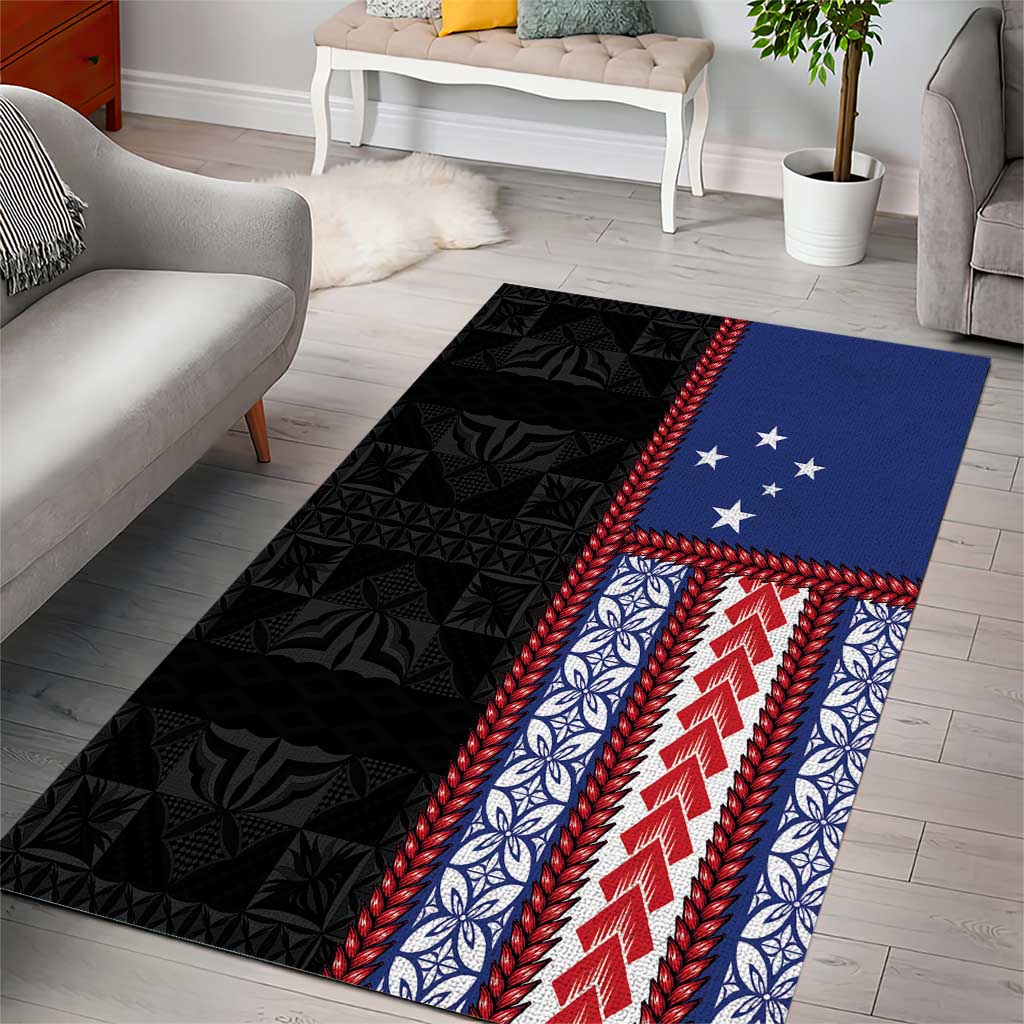Samoa Flag Area Rug Ula Fala With Samoan Siapo - Polynesian Pride