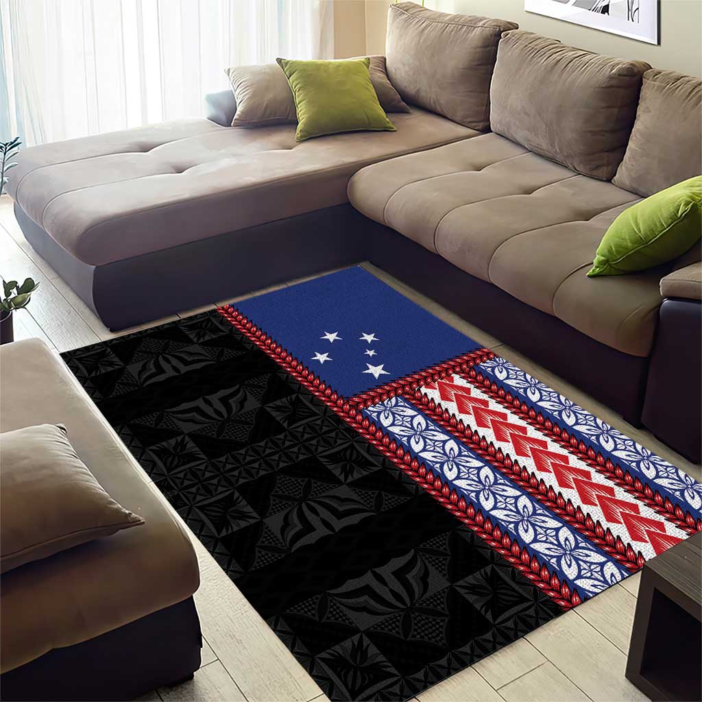 Samoa Flag Area Rug Ula Fala With Samoan Siapo - Polynesian Pride