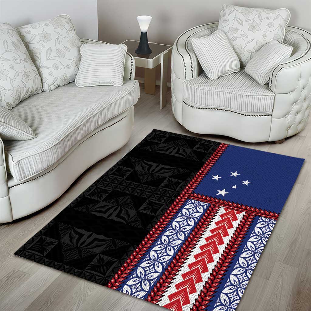 Samoa Flag Area Rug Ula Fala With Samoan Siapo - Polynesian Pride