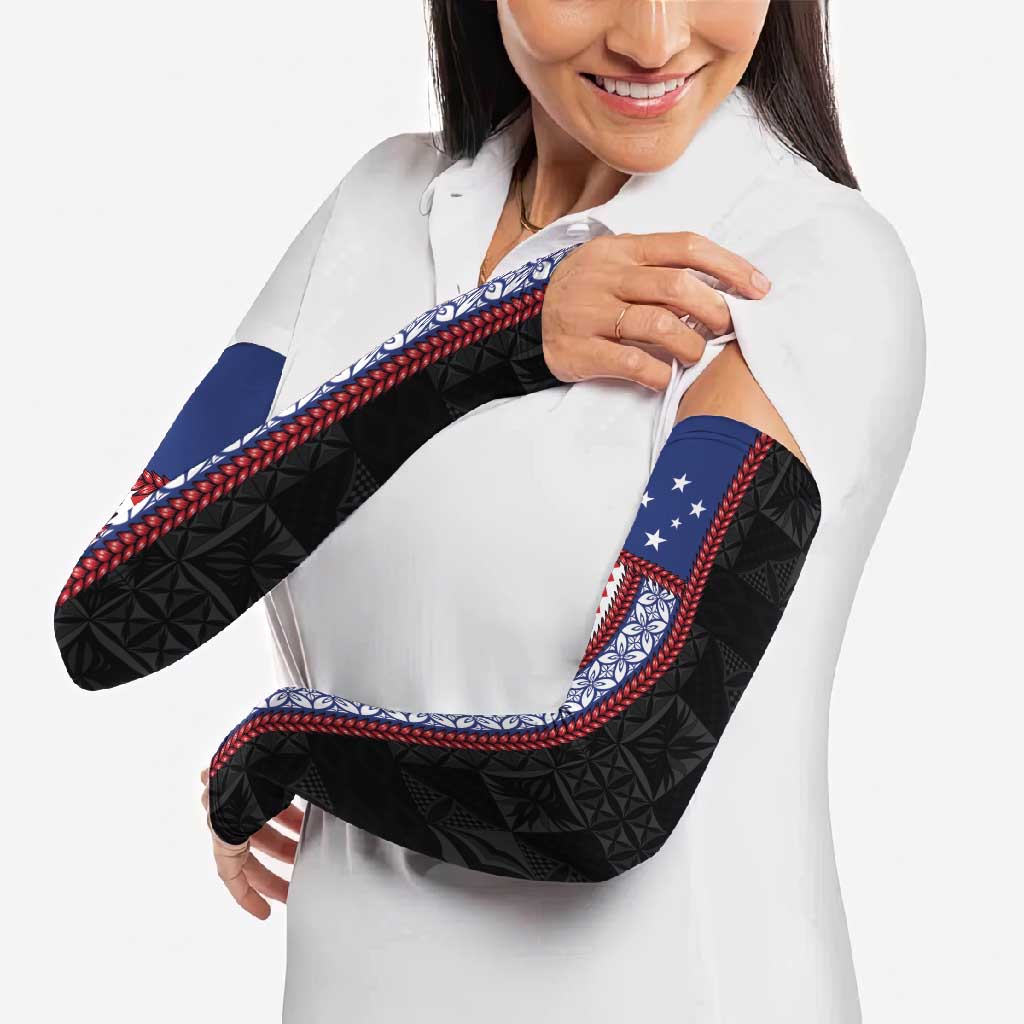 Samoa Flag Arm Sleeves Ula Fala With Samoan Siapo LT05 - Polynesian Pride