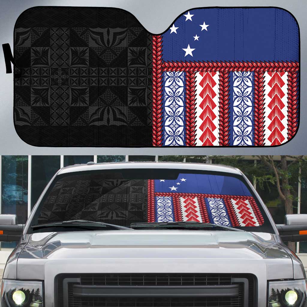 Samoa Flag Auto Sun Shade Ula Fala With Samoan Siapo - Polynesian Pride