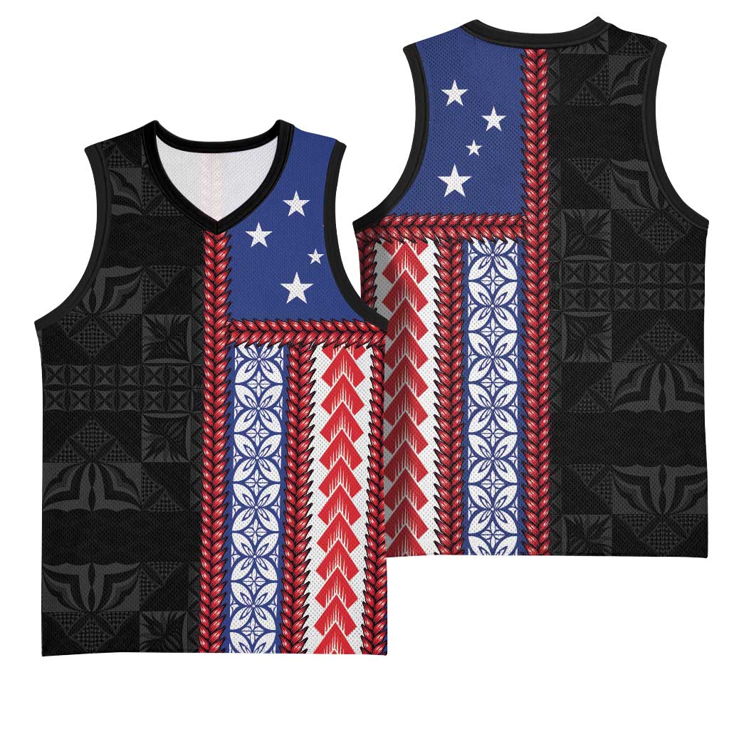 Samoa Flag Basketball Jersey Ula Fala With Samoan Siapo LT05 - Polynesian Pride