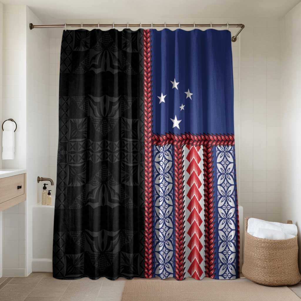 Samoa Flag Bathroom Set Ula Fala With Samoan Siapo - Polynesian Pride