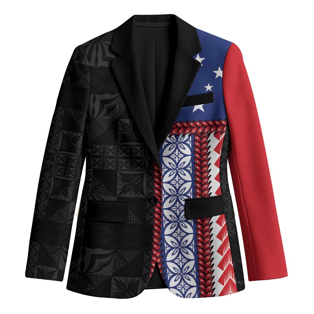 Samoa Flag Blazer Ula Fala With Samoan Siapo - Polynesian Pride