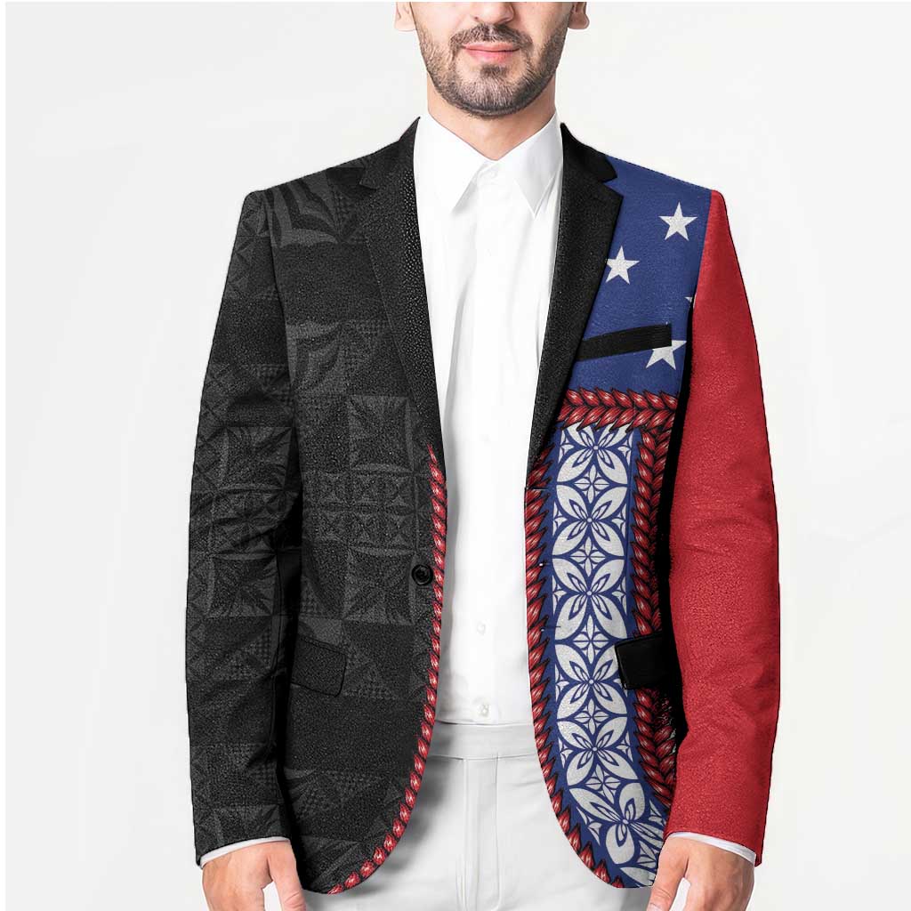Samoa Flag Blazer Ula Fala With Samoan Siapo - Polynesian Pride