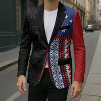 Samoa Flag Blazer Ula Fala With Samoan Siapo - Polynesian Pride