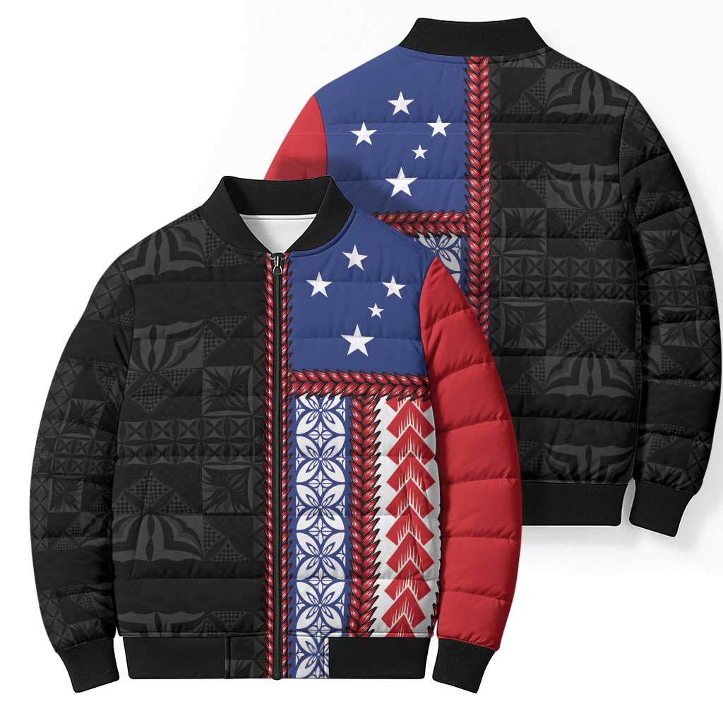 Samoa Flag Bomber Puffer Jacket Ula Fala With Samoan Siapo LT05 - Polynesian Pride