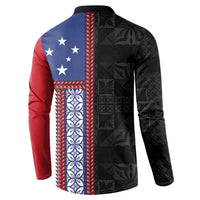 Samoa Flag Button Sweatshirt Ula Fala With Samoan Siapo LT05 - Polynesian Pride
