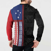 Samoa Flag Button Sweatshirt Ula Fala With Samoan Siapo LT05 - Polynesian Pride