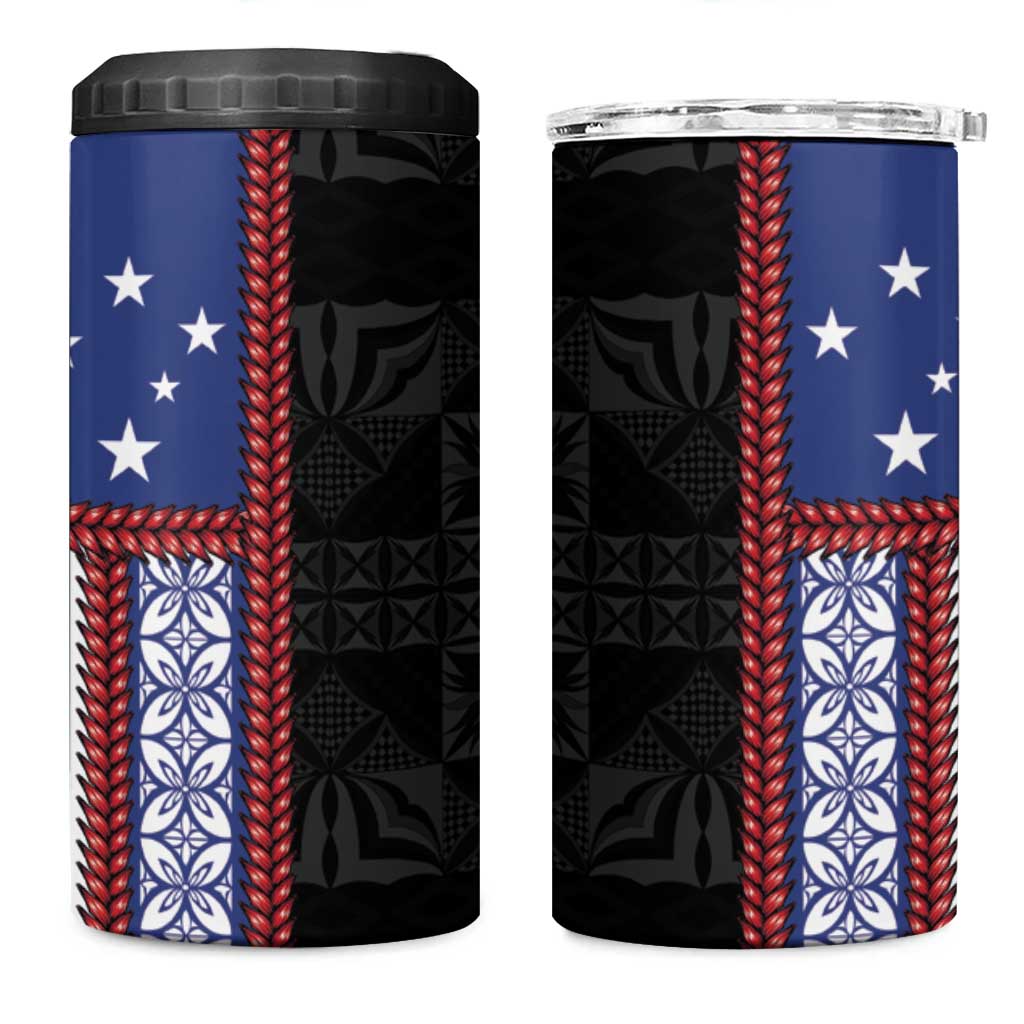 Samoa Flag 4 in 1 Can Cooler Tumbler Ula Fala With Samoan Siapo LT05 One Size: 16 oz Black - Polynesian Pride
