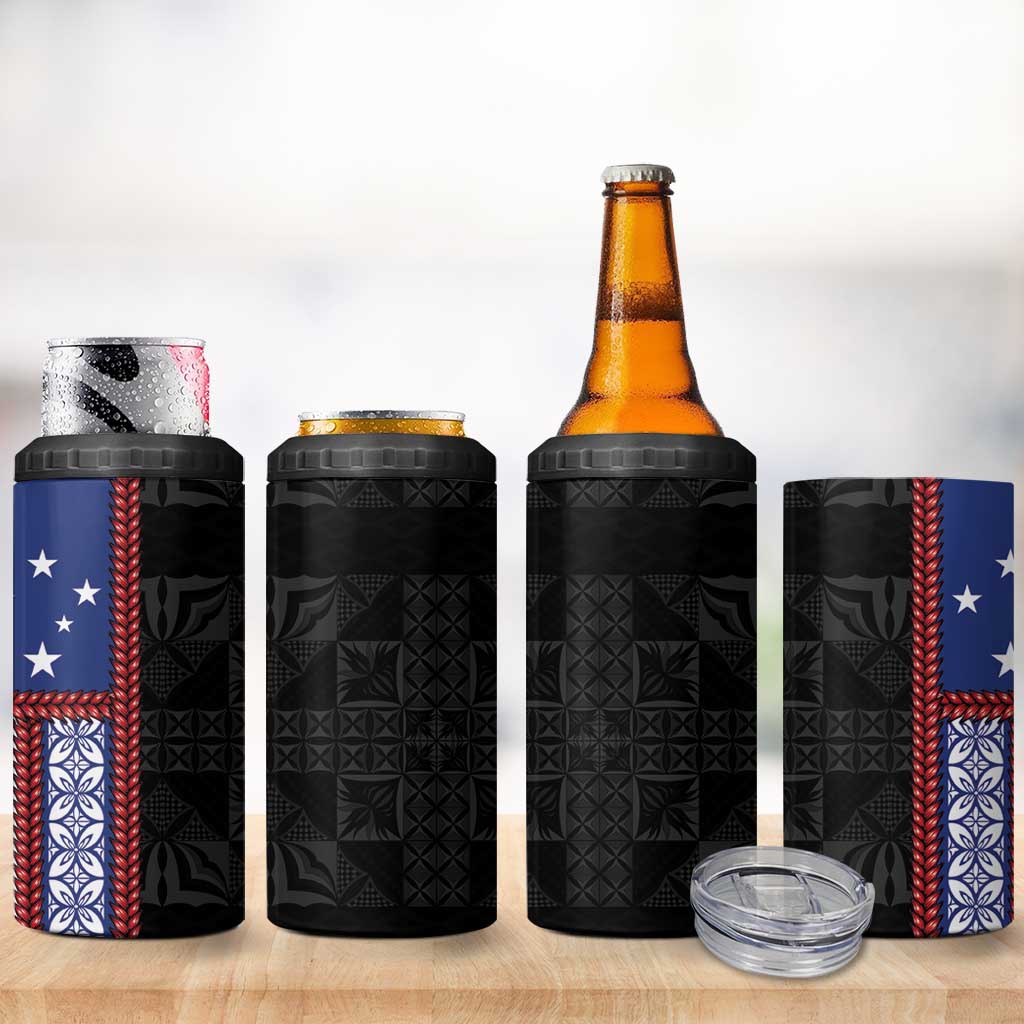 Samoa Flag 4 in 1 Can Cooler Tumbler Ula Fala With Samoan Siapo LT05 - Polynesian Pride