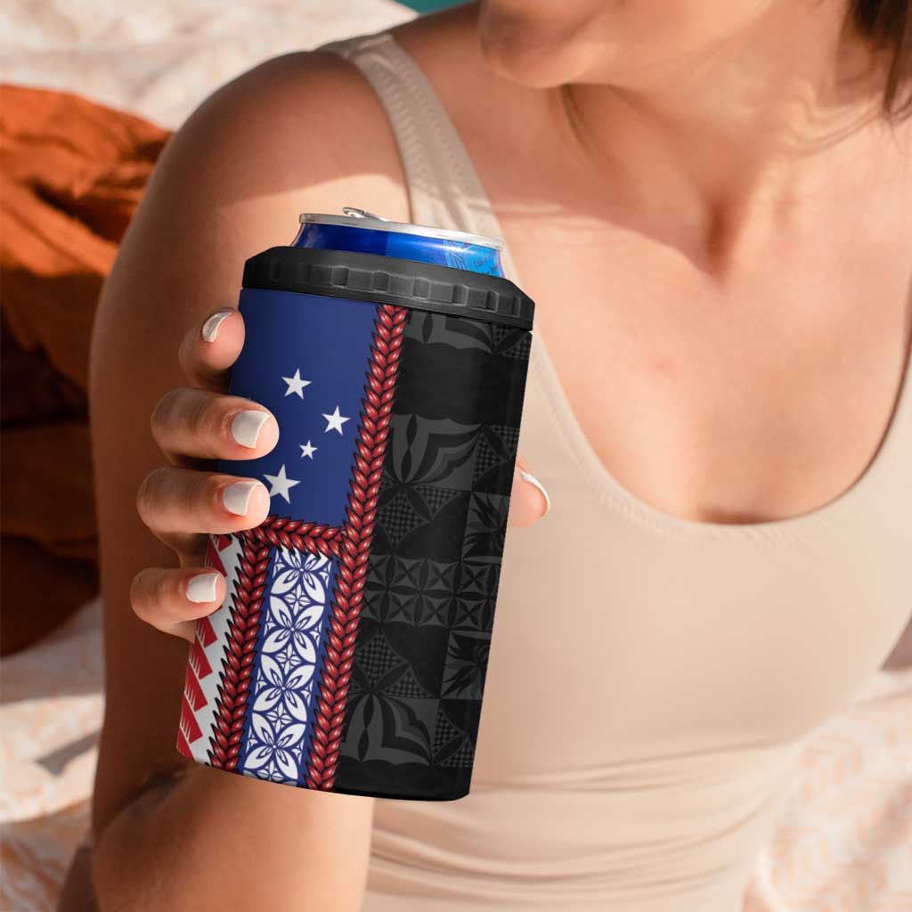 Samoa Flag 4 in 1 Can Cooler Tumbler Ula Fala With Samoan Siapo LT05 - Polynesian Pride