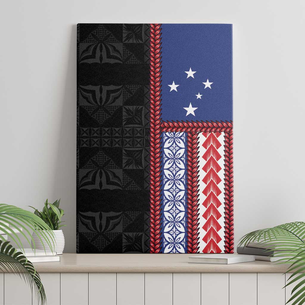Samoa Flag Canvas Wall Art Ula Fala With Samoan Siapo LT05 - Polynesian Pride