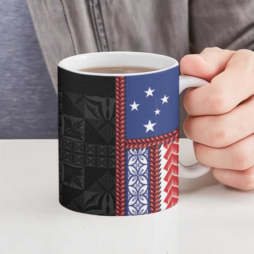 Samoa Flag Ceramic Mug Ula Fala With Samoan Siapo LT05 - Polynesian Pride