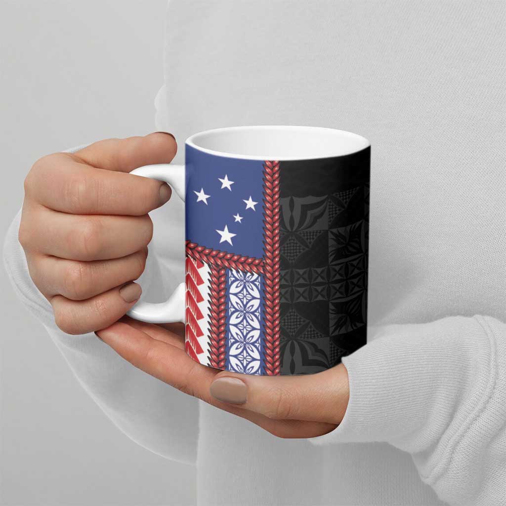 Samoa Flag Ceramic Mug Ula Fala With Samoan Siapo LT05 - Polynesian Pride