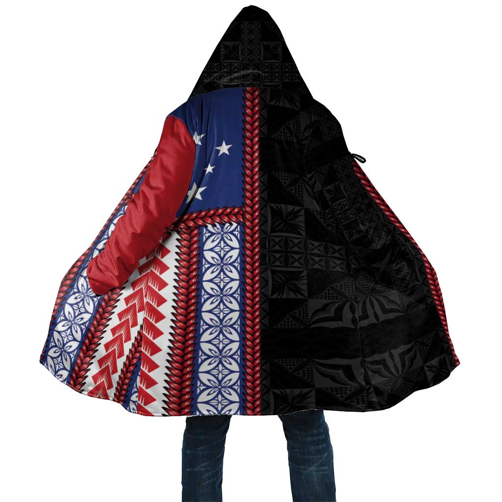 Samoa Flag Cloak Ula Fala With Samoan Siapo LT05 Unisex Black - Polynesian Pride