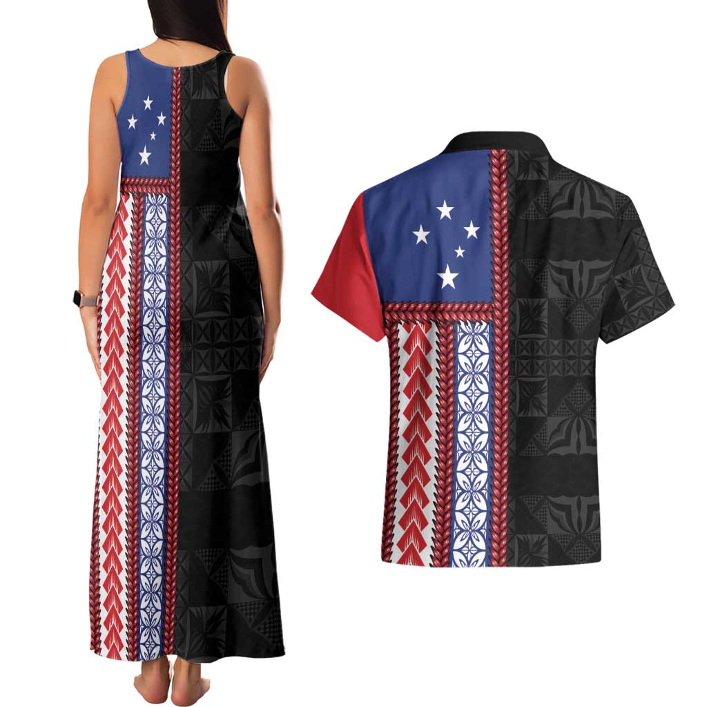 Samoa Flag Couples Matching Tank Maxi Dress and Hawaiian Shirt Ula Fala With Samoan Siapo LT05 - Polynesian Pride
